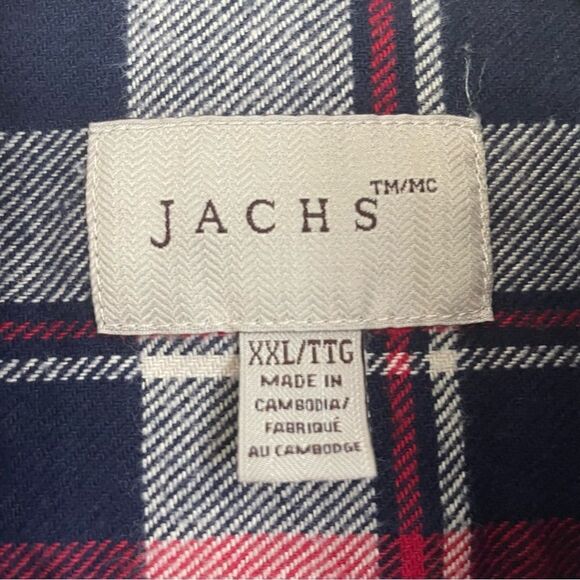 [XXL] Jach’s Men’s Red, Blue & Creme White Plaid Mid-Weight Button Down Shacket - Picture 13 of 15